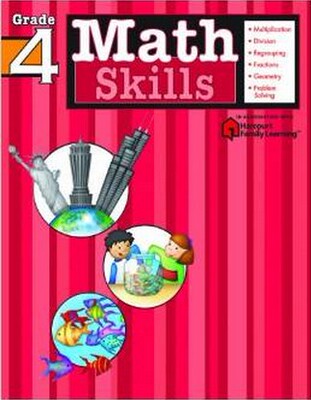 英文原版 Flash Kids 数学技能：4年级 Math Skills: Grade 4 (Flash Kids Harcourt Family Learning)