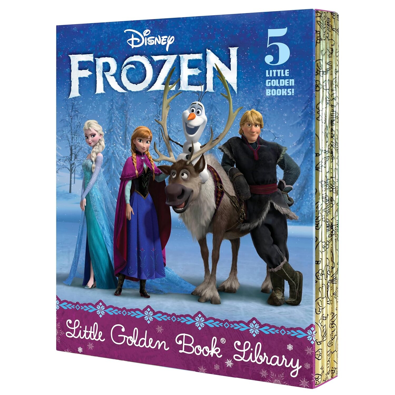 现货 冰雪奇缘 小金书5册套装 迪士尼 图画故事书 英文原版 礼品书 Frozen Little Golden Book Library (Disney Frozen)
