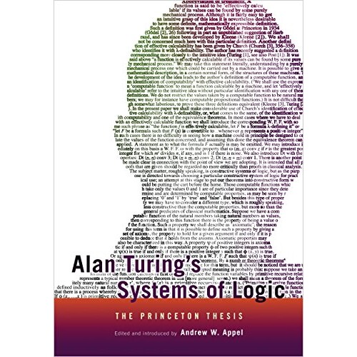 Alan Turing’s Systems of Logic The Princeton Thesis 阿兰·图灵的逻辑系统:普林斯顿论文 9780691164731
