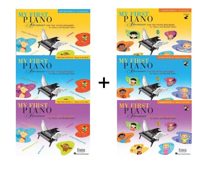现货 英文原版My First Piano Adventure, Lesson+Writing Book A+B+C 菲伯尔我的钢琴启蒙课 创作训练3本+课本3本 合售