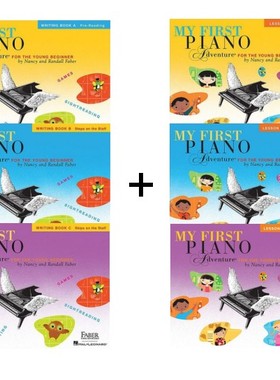 现货 英文原版My First Piano Adventure, Lesson+Writing Book A+B+C 菲伯尔我的钢琴启蒙课 创作训练3本+课本3本 合售