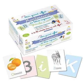 法语原版 我的蒙特梭利 法语学习套盒 Mon grand coffret Montessori lettres rugueuses 包含字母、数字卡片 法语儿童启蒙