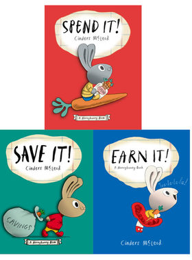 英文原版 Moneybunny 小兔子学花钱系列3册合集 儿童财商启蒙绘本 花钱+赚钱+存钱 Cinders McLeod Spend It! Earn It! Save It!