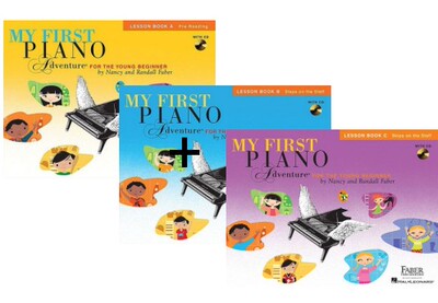 英文原版My First Piano Adventure, Lesson Book A+b+c菲伯尔我的钢琴启蒙课：A级课本（读谱准备）3本书 合售