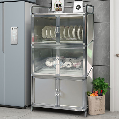 餐边柜厨房置物柜多层收纳柜不锈钢沥水碗架柜铝合金橱柜储物柜