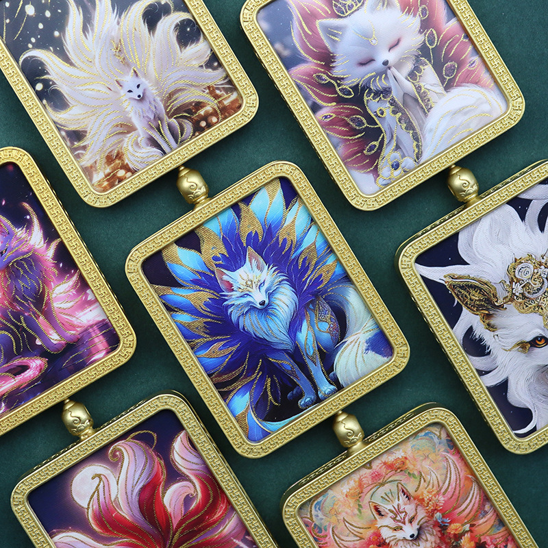 原创设计吉祥复古九尾狐唐卡吊坠