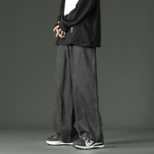 大码 显瘦宽松裤 子ins潮复古牛仔裤 秋季 男oversize日系拖地阔腿裤