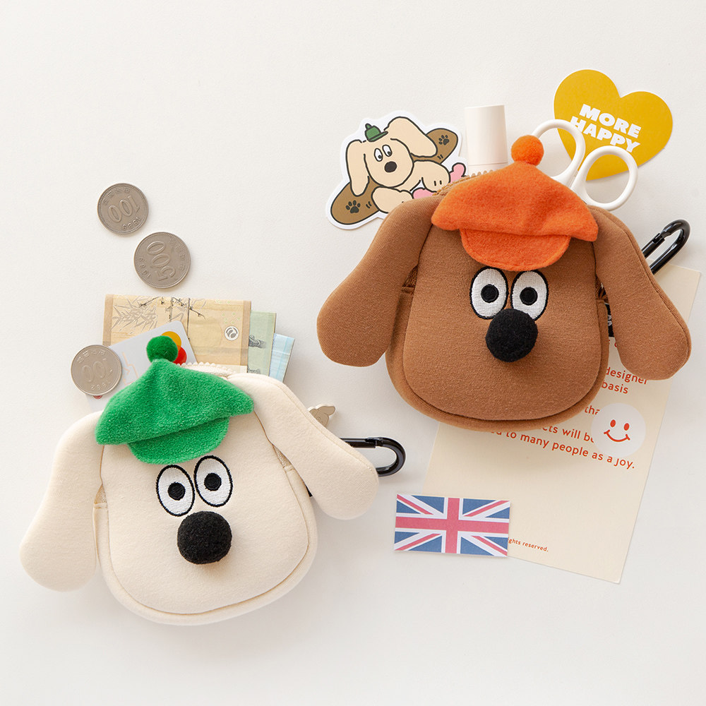 韩国romane可爱狗狗口红化妆包随身便携小收纳包挂件钥匙卡零钱包