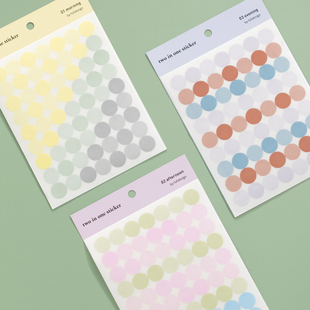 韩国full小清新彩色圆形透明贴纸手账本装 饰素材重点标记贴标示贴