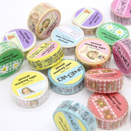 afrocat可爱卡通美纹纸装饰胶带