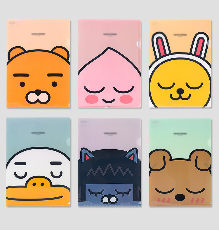 韩国文具kakao可爱卡通屁桃半透明a4纸文件夹资料袋便携试卷套