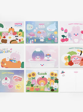 韩国TRF可爱萌ins风卡通rico周边明信片节日祝福贺卡装饰小卡片