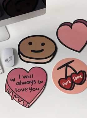 韩国mazzzzy可爱松饼爱心ins卡通鼠标垫女家用办公防滑PVC鼠标垫