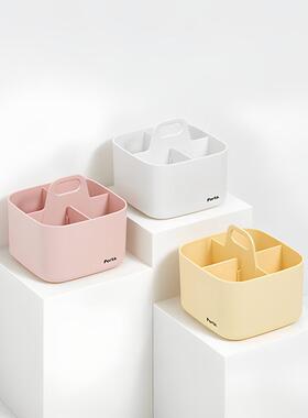 韩国SYSMAX简约纯色mini桌面收纳盒化妆品杂物文具收纳可叠加ins