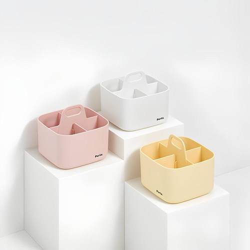 韩国SYSMAX简约纯色mini桌面收纳盒化妆品杂物文具收纳可叠加ins