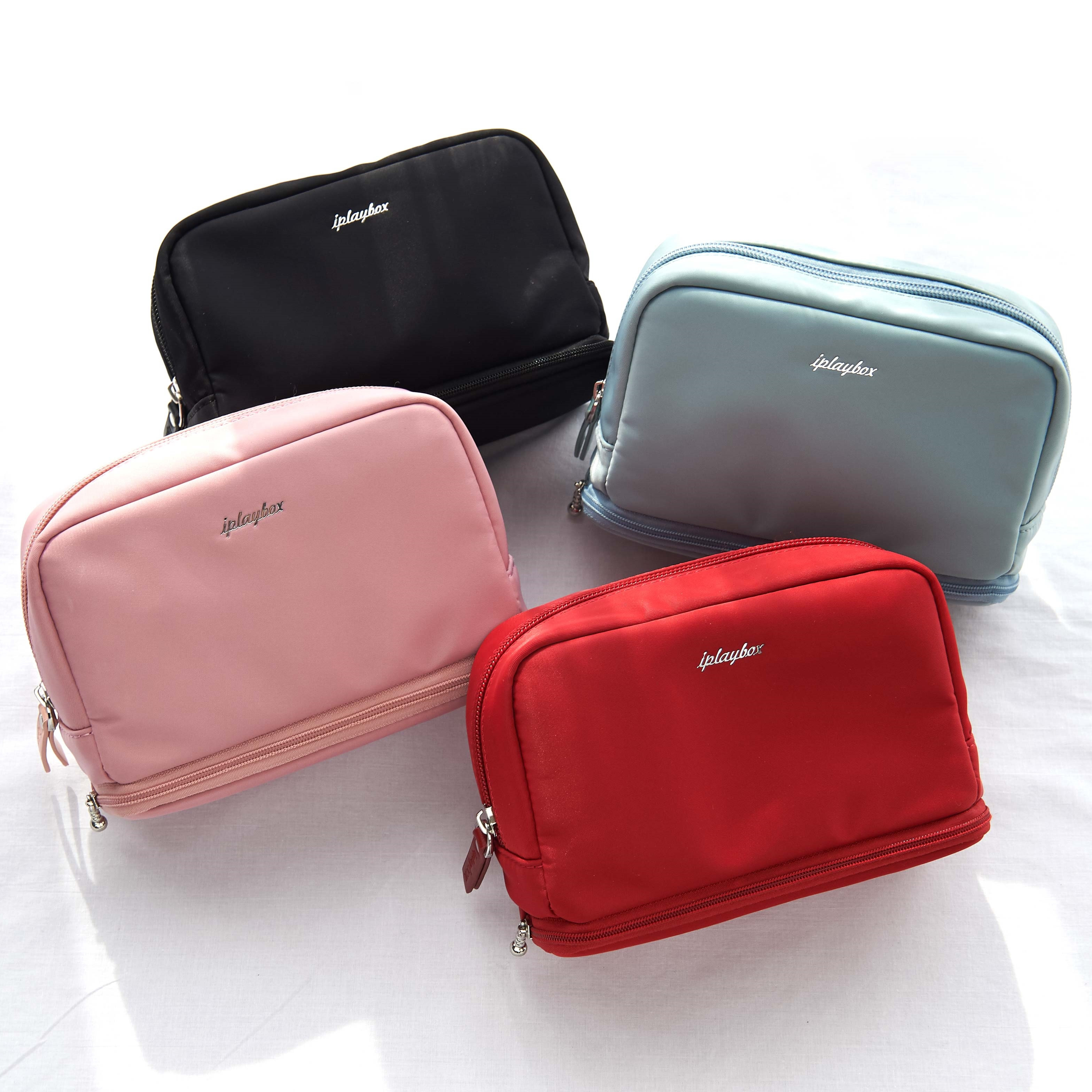 日本时尚纯色尼龙便携立体化妆包