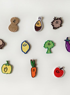 韩国SECONDMORNING可爱蔬果卡通创意衣服包包DIY装饰刺绣补丁布贴