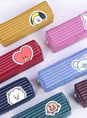 韩国monopoly网红可爱卡通条纹立体大容量笔袋铅笔盒文具收纳包