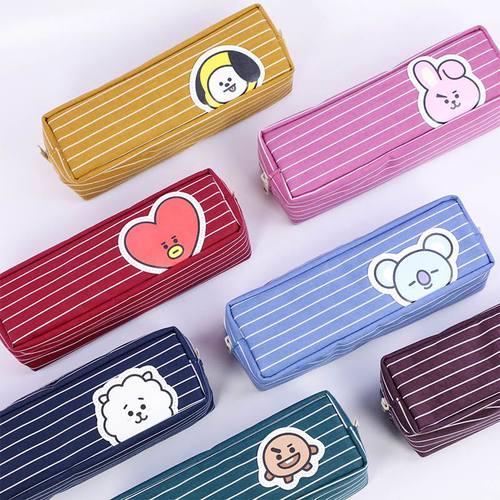韩国BT21可爱卡通条纹笔袋文具包