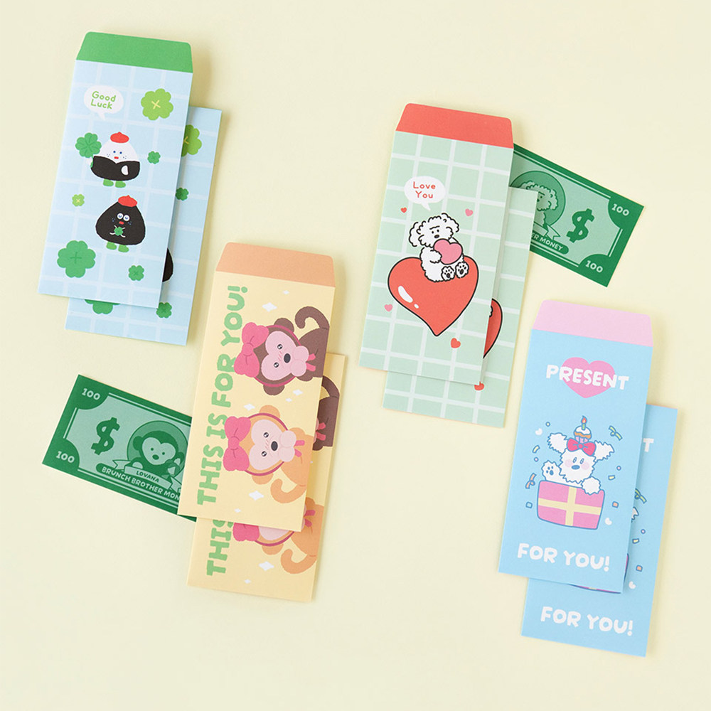 韩国Brunch Brother卡通可爱创意红包信封礼金袋商品礼券票袋5个