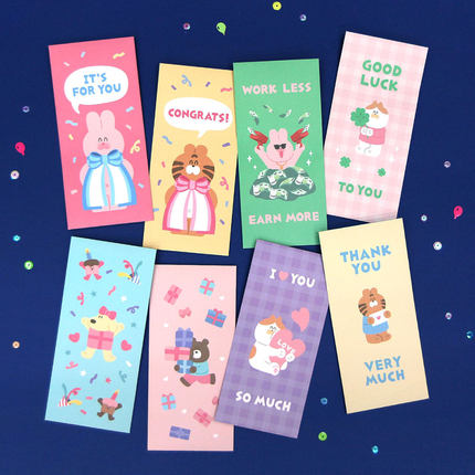韩国7321创意可爱ins风卡通礼金袋压岁红包礼券票袋信封套装 5个