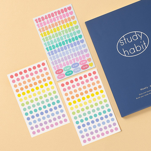 彩色圆点数字标记贴装饰手账韩国