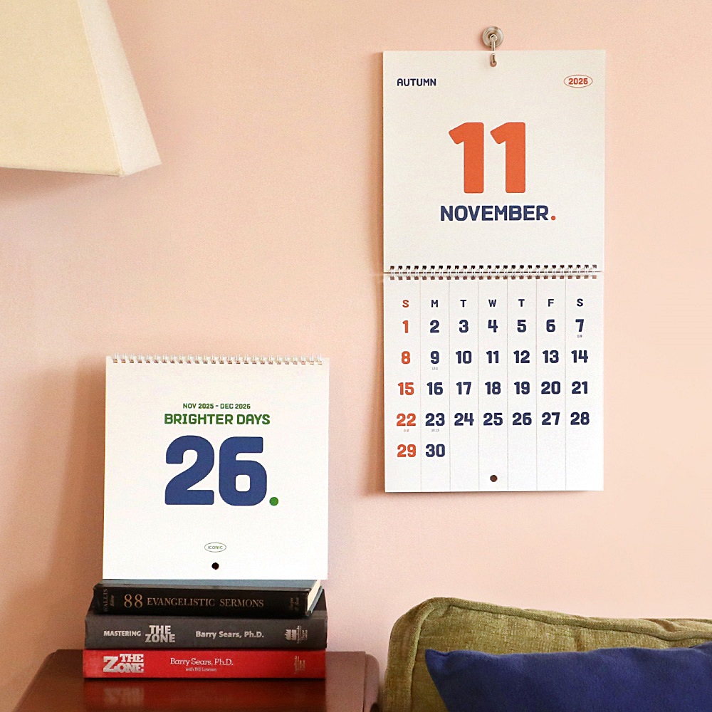 韩国iconic复古简约挂墙月历2026