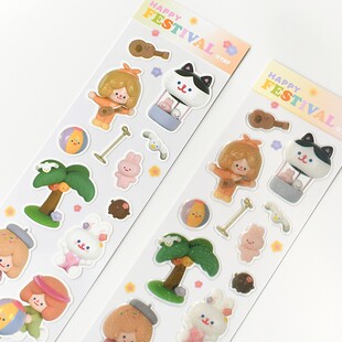 饰贴纸 韩国TRF可爱ins风卡通rico立体炫彩水晶手账相片咕卡DIY装