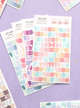 韩国文具pleple英文字母数字纸质贴纸手账本DIY装饰贴重点标记贴