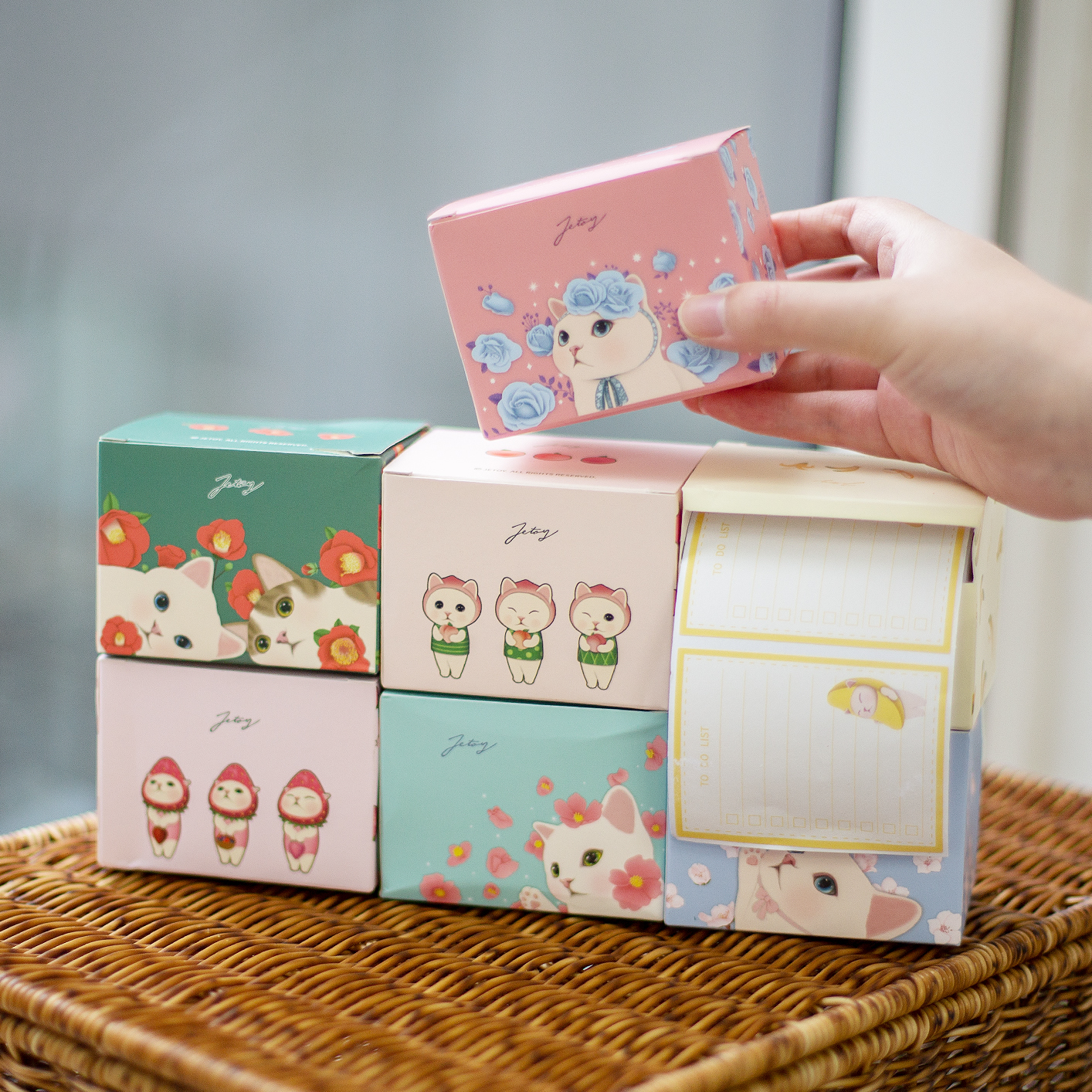 韩国jetoy可爱猫咪滚筒卷状N次便利贴备忘记事纸留言便条装饰贴纸