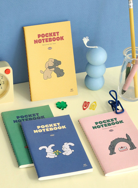韩国iconic可爱插画横线记事本学生日记手账diy笔记本网格口袋本