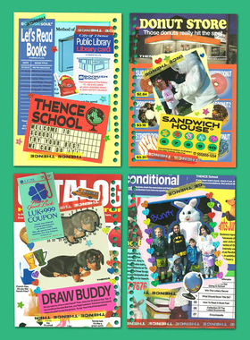 韩国thence美式复古手账素材贴纸包装饰贴画活页本内页拼贴画ins