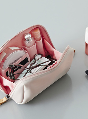韩国进口ithinkso时尚简约纯色立体拉链化妆包手拿便携旅行收纳包