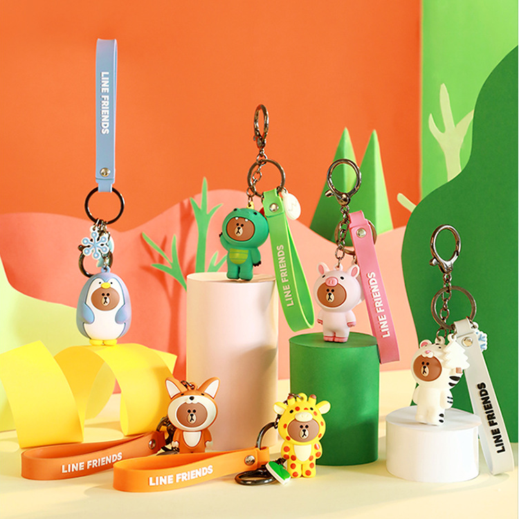 可爱布朗熊公仔钥匙扣腕带挂件