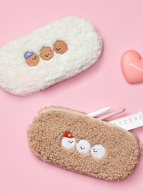 韩国antennashop可爱卡通毛绒狗狗笔袋大容量学生文具整理收纳包