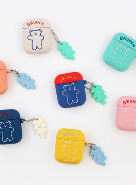 韩国romane可爱小熊适用AirPods1/2/3代无线蓝牙耳机盒Pro防摔保护硅胶套pro2耳机套软萌ins风女卡通治愈