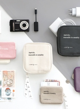 韩国进口iconic简约甜美棉布名片卡包零钱包数码整理包化妆收纳包