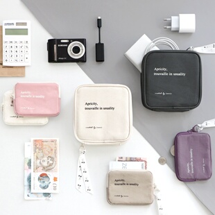 整理包化妆收纳包 韩国进口iconic简约甜美棉布名片卡包零钱包数码