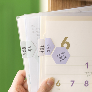 韩国full彩色六边形防水无痕可移索引分页标记贴纸物品标示装 饰贴