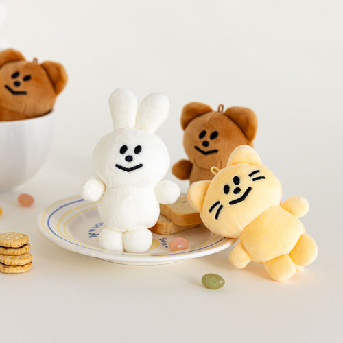 韩国livework可爱动物毛绒微笑玩偶钥匙扣挂链卡通小公仔挂件挂饰