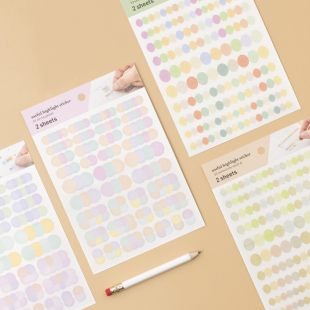 韩国full创意重叠条状彩圆透明贴纸重点标记贴手账相片卡DIY装 饰