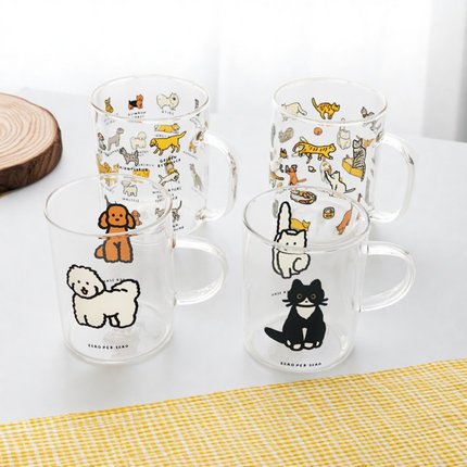 韩国ZEROPERZERO可爱ins耐高温玻璃水杯带把手咖啡牛奶果汁饮料杯