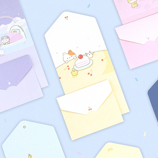 韩国dash dot可爱猫咪贺卡信封信纸情侣朋友祝福告白折叠卡片 and