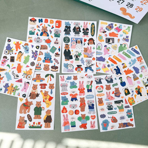 韩国进口可爱无痕咕卡装饰小贴纸