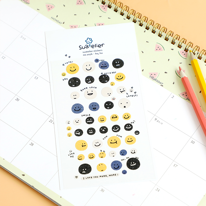 韩国进口可爱圆脸表情装饰贴纸