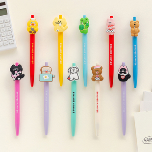 韩国Romane卡通0.4按动黑色中性笔顺滑签字水笔学生党考试刷题ins