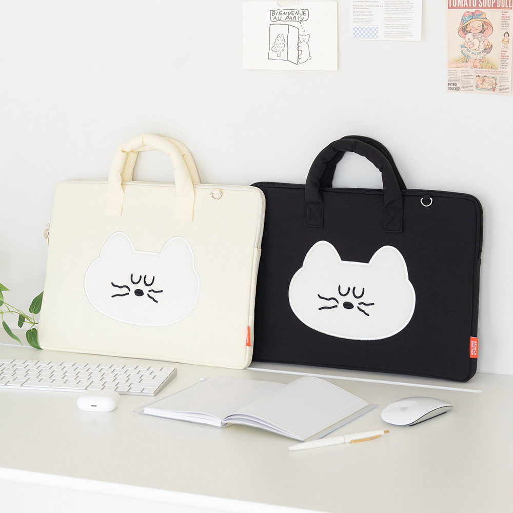韩国Brunch brother可爱猫咪防震手提13寸/15寸电脑包适用苹果macbook通用15寸笔记本电脑包可挂拉杆箱