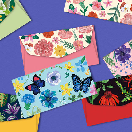 韩国7321时尚花卉插画ins风礼金红包袋礼券票袋压岁包贺卡信封袋
