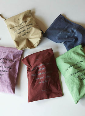 韩国HOTEL 827复古欧美风随身便携旅行化妆包棉质拉链杂物收纳袋