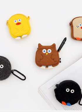 韩国romane可爱吐司华为苹果AirPods1/2/3/4代无线蓝牙耳机收纳包pro2便携防摔加厚毛绒耳机保护套小挂包煤球